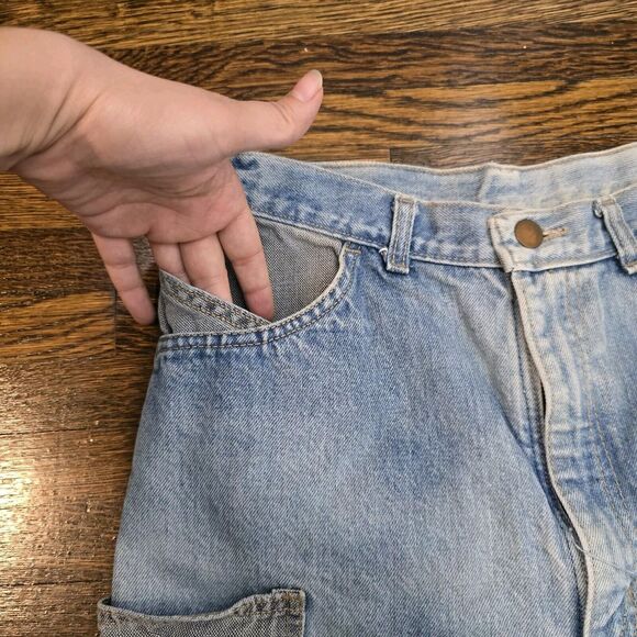 Vintage 80s Tapered Mom Jeans Womens 26" Light Wash USA Carpenter 90s Faded VTG - Picture 11 of 14